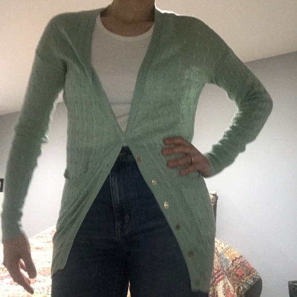 J.Crew seafoam green XS linen cardigan - Picture 1 of 5